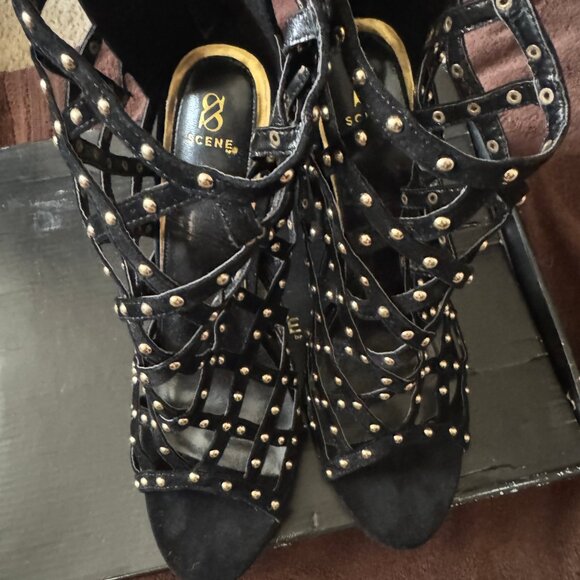 Scene Black and Gold open-toe sandals - Picture 4 of 7